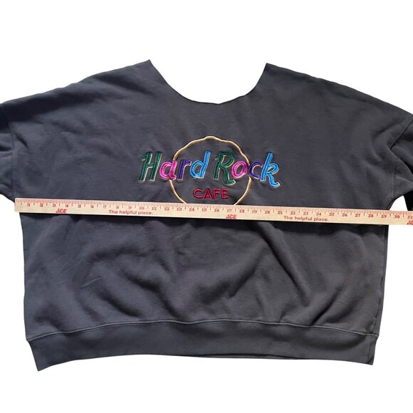 Hard Rock Cafe Womens Embroidered Pullover Sweatshirt Gray Multicolor Logo - Picture 2 of 5